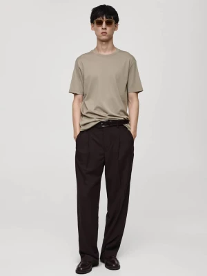 MANGO MAN - Koszulka z 100% bawełny regular fit kość słoniowa - - Mężczyzna