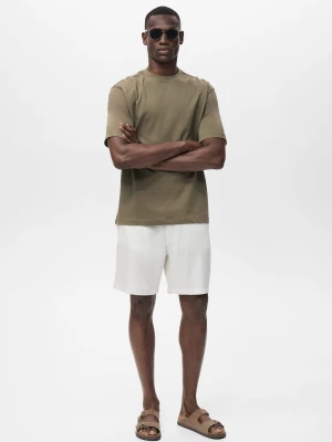 MANGO MAN - Koszulka z 100% bawełny relaxed fit khaki - - Mężczyzna