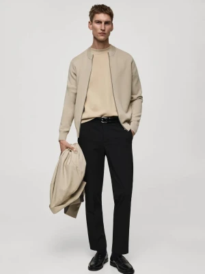 MANGO MAN - Koszulka z bawełny regular fit beżowy - - Mężczyzna