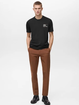 MANGO MAN - Koszulka slim fit COOLMAX® z nadrukiem czarny - - Mężczyzna