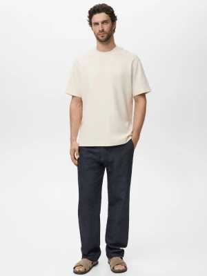 MANGO MAN - Koszulka z materiału w stylu bluzy o luźnym kroju piaskowy - - Mężczyzna