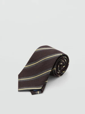 MANGO MAN - Krawat w łączone paski brązowy - Rozmiar uniwersalny - Mężczyzna