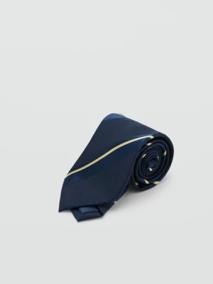 MANGO MAN - Krawat w łączone paski granatowy - Rozmiar uniwersalny - Mężczyzna