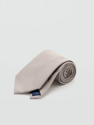 MANGO MAN - Krawat z mieszanki jedwabiu o mikrostrukturze beżowy - Rozmiar uniwersalny - Mężczyzna