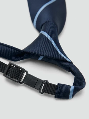 MANGO MAN - Krawat z mieszanki jedwabiu z zapięciem granatowy - Rozmiar uniwersalny - Mężczyzna