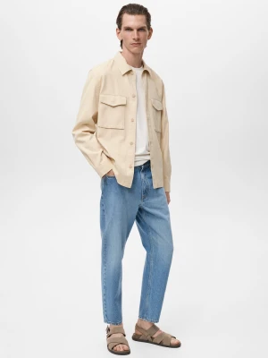 MANGO MAN - Kurtka z bawełny i lyocellu z kieszeniami beżowy - - Mężczyzna