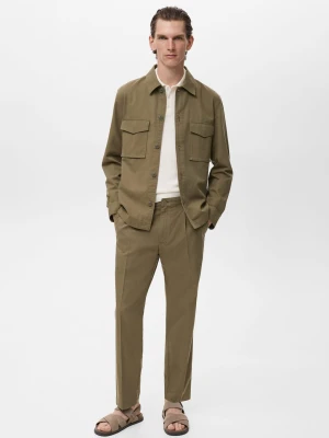 MANGO MAN - Kurtka z bawełny i lyocellu z kieszeniami khaki - - Mężczyzna