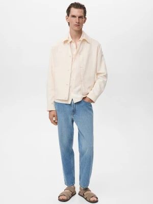 MANGO MAN - Kurtka bawełniana o prostym kroju na guziki kremowy / écru - - Mężczyzna