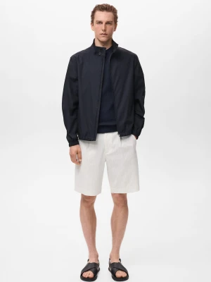 MANGO MAN - Kurtka bomber z 100% bawełny granatowy - - Mężczyzna