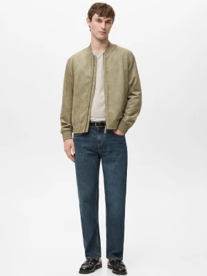 Kurtka bomber z imitacji zamszu khaki - Mężczyzna - - MANGO MAN