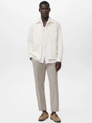 MANGO MAN - Kurtka denimowa 100% bawełna złamana biel - - Mężczyzna