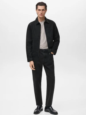 MANGO MAN - Kurtka dżinsowa z kieszenią black denim - - Mężczyzna