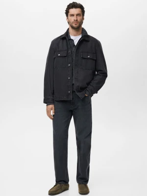 MANGO MAN - Kurtka dżinsowa z kieszeniami black denim - - Mężczyzna
