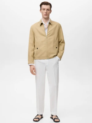 Kurtka lniana na zamek beżowy - Mężczyzna - - MANGO MAN