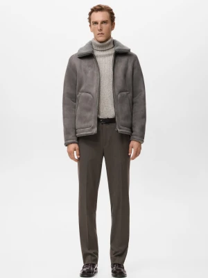 Kurtka podszyta barankiem średni szary - Mężczyzna - - MANGO MAN