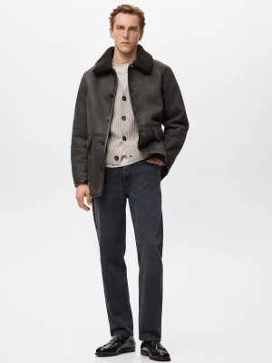 Kurtka z imitacji zamszu z kożuszkiem czekoladowy - Mężczyzna - - MANGO MAN