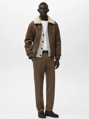 Kurtka z imitacji zamszu z kożuszkiem średni brązowy - Mężczyzna - - MANGO MAN