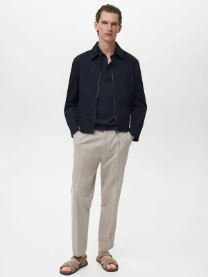 MANGO MAN - Bawełniana kurtka na zamek ciemnoniebieski - - Mężczyzna