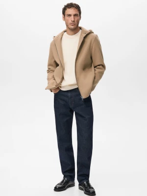 Kurtka z materiału z kapturem średni brązowy - Mężczyzna - - MANGO MAN