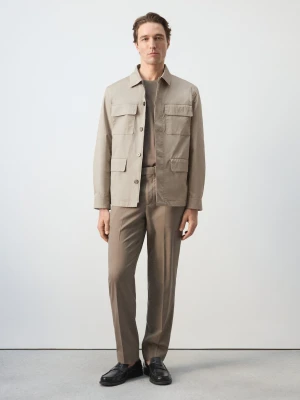 Kurtka z wieloma kieszeniami 100% bawełna beżowy - Mężczyzna - - MANGO MAN