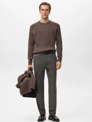 MANGO MAN - Lejące spodnie regular fit średni brązowy - - Mężczyzna