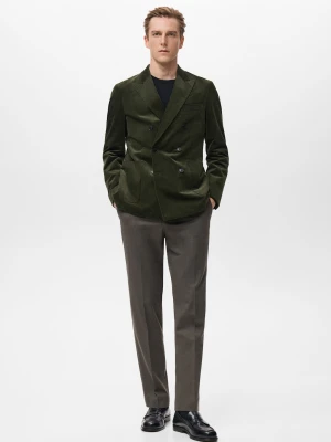 MANGO MAN - Marynarka dwurzędowa slim fit ze sztruksu zielony - - Mężczyzna