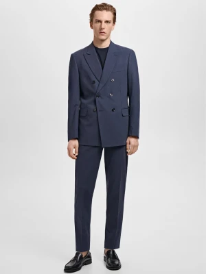 MANGO MAN - Marynarka garniturowa dwurzędowa Mónaco slim fit niebieski indygo  - - Mężczyzna
