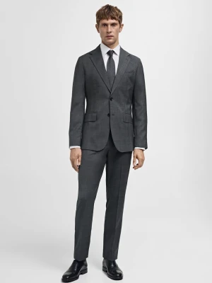 MANGO MAN - Marynarka garniturowa slim fit z 100% wełny dziewiczej w kratę księcia Walii szary - - Mężczyzna