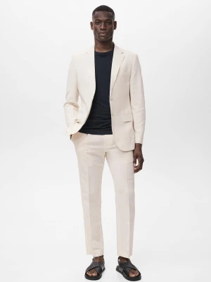 MANGO MAN - Marynarka garniturowa slim fit z lnu i lyocellu kremowy / écru - - Mężczyzna