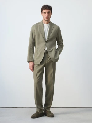 Marynarka garniturowa slim fit z lnu i lyocellu zielony - Mężczyzna - - MANGO MAN
