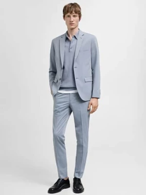 MANGO MAN - Marynarka garniturowa super slim fit z tkaniny stretch błękitny - - Mężczyzna