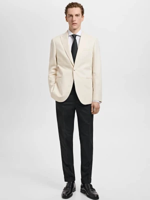MANGO MAN - Marynarka garniturowa slim fit z lnu kremowy / écru - - Mężczyzna