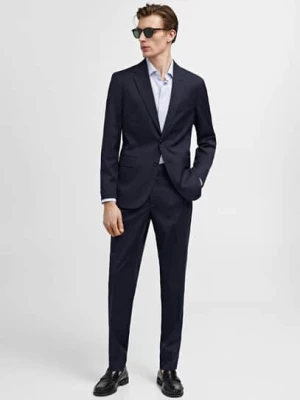 MANGO MAN - Marynarka garniturowa slim fit z tkaniny stretch ciemnogranatowy - - Mężczyzna