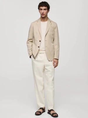 MANGO MAN - Marynarka slim fit bawełniana beżowy - - Mężczyzna