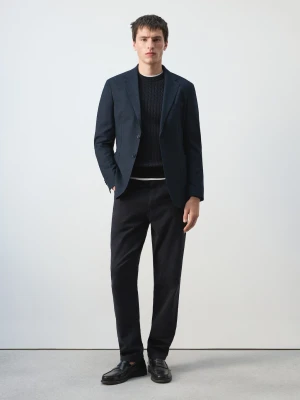 MANGO MAN - Marynarka slim fit z kieszeniami granatowy - - Mężczyzna