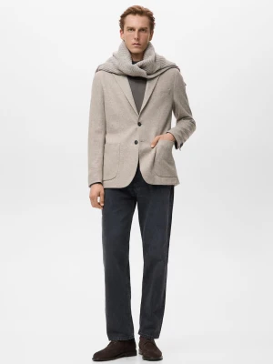 MANGO MAN - Marynarka slim fit z melanżowej wełny beżowy - - Mężczyzna