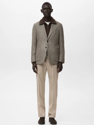 MANGO MAN - Marynarka slim fit z mieszanki wełny brązowy - - Mężczyzna