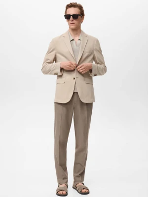 MANGO MAN - Marynarka Verner slim fit z bawełny beżowy - - Mężczyzna