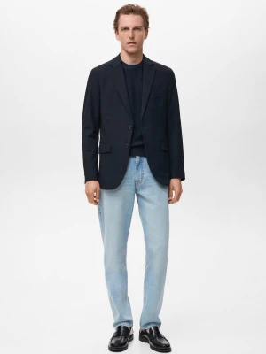 Zdjęcie produktu MANGO MAN - Marynarka Verner slim fit z bawełny granatowy - - Mężczyzna