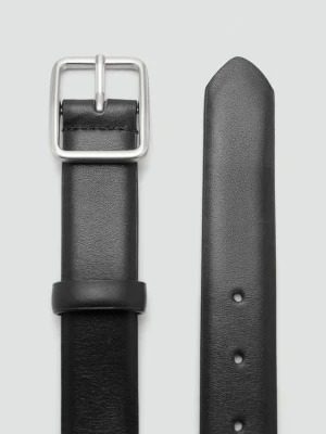 MANGO MAN - Pasek 100% skóra czarny - - Mężczyzna