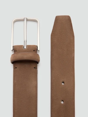 MANGO MAN - Pasek ze skóry nappa średni brązowy - - Mężczyzna