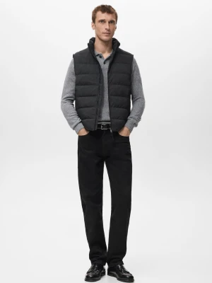 MANGO MAN - Pikowana kamizelka z wypełnieniem z puchu i pierza czarny - - Mężczyzna