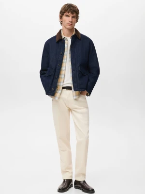 Pikowana kurtka dżinsowa z kołnierzem ze sztruksu niebieski - Mężczyzna - - MANGO MAN