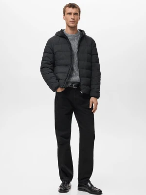 MANGO MAN - Pikowana kurtka z wypełnieniem z puchu i pierza czarny - - Mężczyzna