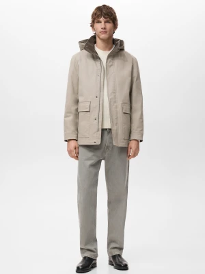 MANGO MAN - Pikowana parka z odpinaną wewnętrzną kurtką piaskowy - - Mężczyzna