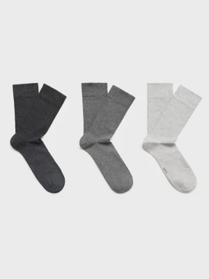 MANGO MAN - Zestaw 3 par skarpetek bawełnianych szary - - Mężczyzna