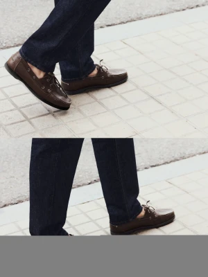 MANGO MAN - Skórzane buty w stylu żeglarskim brązowy - - Mężczyzna