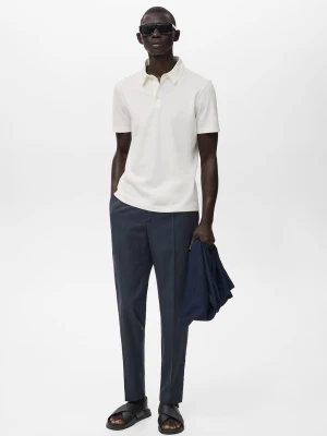 MANGO MAN - Spodnie bawełniane o fasonie tapered cropped granatowy - - Mężczyzna
