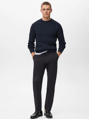 MANGO MAN - Spodnie bawełniane regular fit czarny - - Mężczyzna