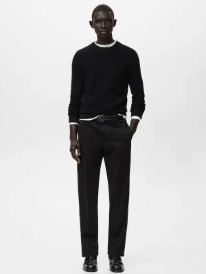 MANGO MAN - Spodnie bawełniane regular fit czarny - - Mężczyzna